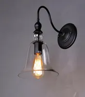 Retro Black Wall SCONCE INDUSTRIËLE VINTAGE WANDELAAR LAMP Woonkamer eetkamer portier lichtglas schaduw lamp4003016
