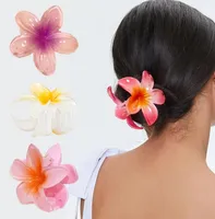 Korea Lily Shape Hair Claw for Women Bohemia Clamps Plumeria Flower Hair Clip Ponytail HairPins BARRETTE Holiday Hawaii Headp4615538