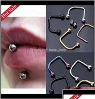 Labret Lip Piercing Jewelry 50st Surgical Steel Lip Labret Rings Bar Body Jewelry Piercing 16G Three Colors VBTEU 8DSMH Drop Bded9346760