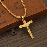 Splendida crocifisso in oro massiccio di Gesù Cross Chain Twisted Rope Necklace 50 cm Design Multi-stile Multi-in stile Seleziona