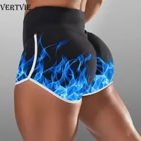 VERTVIE High Waist Tie Dye Yoga Shorts Ladies Butt Shorts Solid Cycling Biker Shorts Short Seamless Fitness Sport Tights316N
