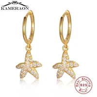 Hoop￶rh￤ngen S925 Sterling Silver Sea Star Gold For Women Cute Futterfly Horse Animal Circle