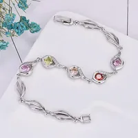 Link Bracelets Pear Leaf Pattern Bracelet For Women 2022 Arrival Zircon Stone Wholesale Coming Femme Colorful Rhinestone