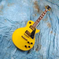 古いカスタマイズされたエレキギター古いゴールドアクセサリー黄色のバインディングマホガニーボディローズウッドフィンガーボード
