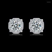 Stud Earrings BOEYCJR 925 Classic Silver 0.5ct/1ct D Color Moissanite VVS Fine Jewelry Diamond Earring For Women Gift