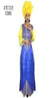 Ethnic Clothing african dresses for women fashion new bazin embroidery design dress long dress with scarf two pcs one set A0686671209