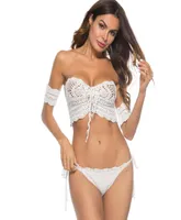 BANDEAU Bikini Nuevo tri￡ngulo de marfil blanco Crochet mujer ver a trav￩s de Swimsuit Spot Herman femme Traje de traje de ba￱o sexy4067113