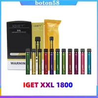 IGET XXL 1800 일회용 전자 담배 IGET1800 담배 950mAh 배터리 7ml 포드 비워