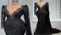 2022 Plus Size Arabic Aso Ebi Black Mermaid Luxurious Prom Dresses Beaded Crystals Evening Formal Party Second Reception Birthday 1970764