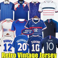 Zidane Frances Club Retro Soccer Jerseys 1998 Henry Trezeguet Desailly Shirds 1982 84 86 88 90 96 98 00 02 04 06 18 Jjorkaeff Deschampa Classic Vintage Jersey
