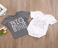 Emmababy Borther And Sister Matching Clthoes Fynny Big Brother Tshirt Little Sister Cotton Bodysuit Short Sleeve Letter Tops6196420