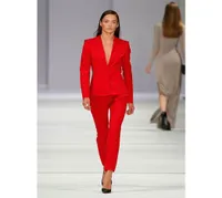 Red Set Women Business Suits Ladies Office Uniforme Elegant Pant Sumps Scade pantaloni giacca su misura 6181131 personalizzato
