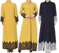 Mujeres musulmanas Lace recortado Frente Abaya Muslim Maxi Kaftan Kimono Dubai Clothing Islamic Abayas para Women33015776842