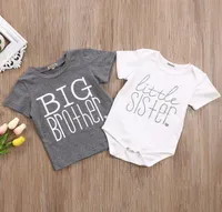 Emmababy Borther And Sister Matching Clthoes Fynny Big Brother Tshirt Little Sister Cotton Bodysuit Short Sleeve Letter Tops5427367