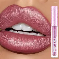 Lipgloss 12 Farben Metallic Matt Nackt wasserdichtes Pigment Schimmer flüssiger Lippenstifte Nicht-Stick-Tech-Tönung Make-up Kosmetik