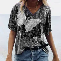 Kobiety dla kobiet Kobiety Starry Sky Butterfly Shirt Girl Harajuku Trend Trend Tops Kawaii Y2K żeńska koszulka zrzucona statek