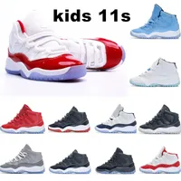 Cherry 11s XI Children Kids shoes 11 boys basketball Jumpman shoe Bred Cool Grey black sneaker Chicago designer military grey trainers baby kid youth toddler infants