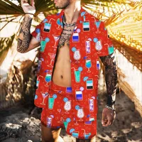 Camisas casuales para hombres 2022 Summer tendencia hawaiana traje de estampado de cola