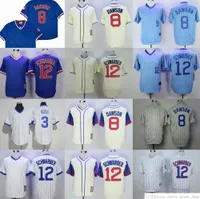 Vintage College Mitchell and Ness Baseball 12 Kyle Schwarber Jerseys 8 Andre Dawson David Ross Jersey Grey White Blue Stitched Breathable For Sport Fans Cool Base
