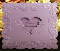 Wedding Invitations Creative High Quality Invitation Cards Customized 3 fold Heart Decoration Invitations Purple Beige Red Color7191511