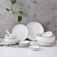 Juegos de vajilla 12pcs/ 17pcs/ 28pcs breve europea estilo tazones de cerámica platos traje de porcelana conjuntos de vajillas de porcelana