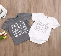 Emmababy Borther And Sister Matching Clthoes Fynny Big Brother Tshirt Little Sister Cotton Bodysuit Short Sleeve Letter Tops7212247