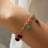 Charmarmband Färgglada natursten Pendant Kvinnor Armband Gold Metal Chain Fashion Jewelry Pierre Naturelle Pulsera Mujer