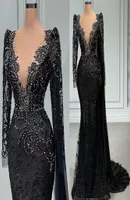2022 Plus Size Arabic Aso Ebi Black Mermaid Luxurious Prom Dresses Beaded Crystals Evening Formal Party Second Reception Birthday 7403936