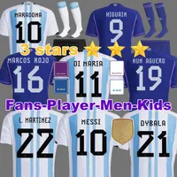2022 2023 Argentyna piłkarska koszulki 3 gwiazdki gracz fanów Wersja 23 23 Di Maria Dybala lo Celso Maradona de Paul Football Shirt Men Men Kit Kit Kit Kit