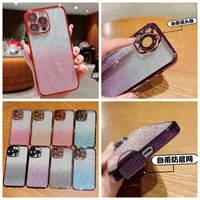 Case telefoniche metalliche per il gradiente per glitter bling di carta per iPhone 14 pro max 13 12 11 xr xs x 8 7 pi￹ la lente della fotocamera protegge