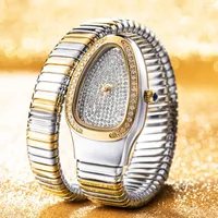 Armbandsur Missfox Relogio Feminino Snake Shape 18K Gold Bangles Watch For Women Fantastisk samling av tidlösa eleganssmycken