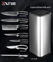 Xituo citcharniveセット日本のステンレス鋼レーザーダマスカスパターンシェフSantoku CleaverユーティリティGyuto Boning Knife Tools9173546