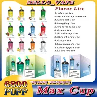 Original Max Cup 6800 Puff 6800 engångscigarettstartpaketet Styrka 0 2 3 5% VAPE 16ML 600mAh Batterisladdningsbar Vape Pen Milk Tea Cups
