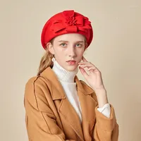 Beretti Hat Ladies Beret in lana berretto europeo e americano Flowers Floom Fashion Boinas Para Mujer Casquette Czapka Zimowa 2022