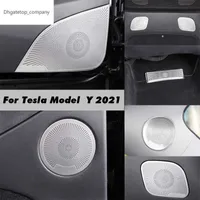 لنموذج Tesla Y 2021 2022 غطاء صوت مكبر صوت ملصق للسيارة الداخلية.