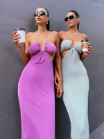 Casual Dresses Women Halter Cut Out Backless Corset Midi Dress High midje Split Slim Grunge Vestidos 2022 Summer Party Club Kawaii Elegant