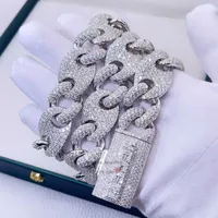 Wit goud zilver 925 20 mm zeeman link ijs uit hiphop mannen rapper sieraden aangepaste naam slot moissanite ketting