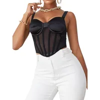 2022 Women's tight-fitting top sleeveless solid color mesh bone corset waist best style for postpartum women