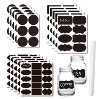 20-100pcs/Set Chalkboard Labels Spice Sticker Organizer Label for Household Kitchen Jars Bottles Blackboard Stickers with Pen