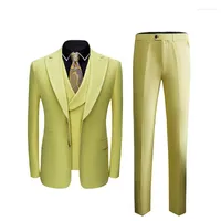 Мужские костюмы 2022 EST Дизайн зеленый белый желтый жених свадьба для мужчин Трех кусоч