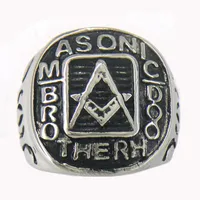 Fanssteel en acier inoxydable pour hommes ou bijoux WEMENS MASONARY MASON MASON MASON BRITHOODING Square et souverain Gift Masonic Ring 11W153888955