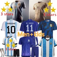 Argentina Soccer Jersey Commemorative Edition 2022 2023 Men Kids Kit Retro 1986 22 23 Maillots de Foot Maradona Insignia Especial Versión de la camisa de fútbol Uniforme