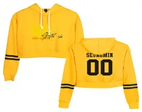 Women039s hoodies tröjor kpop stray barn beskära topp hoodie straykids gult trä hajuku beskuren tröja streetwear hi8366555