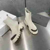 Brunello Cucinelli Classic Italian Boots Cashmere Metal Elastic Design Platform Slip On Chelsea Boots Designer Genuine Leather Brand Women