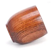 Tasses Saucers Petits traditionnels faits à la main à la main naturel en bois massif en bois Tasse de bois de thé en bois