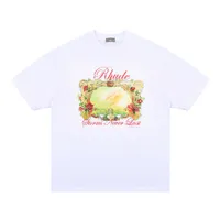 Men's t Shirt 2023 New Fashion Brand Rhude Summer Street Lone Wolf Print and Women's Loose Round Neck Casual Cotton Couple Short Sleeve