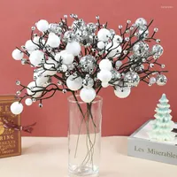 Fiori decorativi 1/2 pezzi Accessori per la decorazione dell'albero di Natale Oro Pino d'argento Foglia Fai -te Regalo fatto a mano Bouquet di fiori artificiale