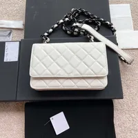 Crossbody Bags Echte Leder Frauen Luxusdesignerin Frau Mode Brieftasche HANDBAGELSCHUCTIGE Klassische Schwarz -Weiß -Festkettenbeutel mit großer Kapazität