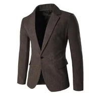 Men039s Blazer Jacket Herringbone Sport Coat Smart Formal Dinner Cotton Suits Slim Fit One Button Notch Lapel Casual Coat Coffe2818917