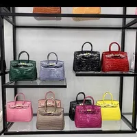 Herme Birkin Womens Handbags Hight Luxury Lady Online Red Crocodile Pattern Pattern Leath